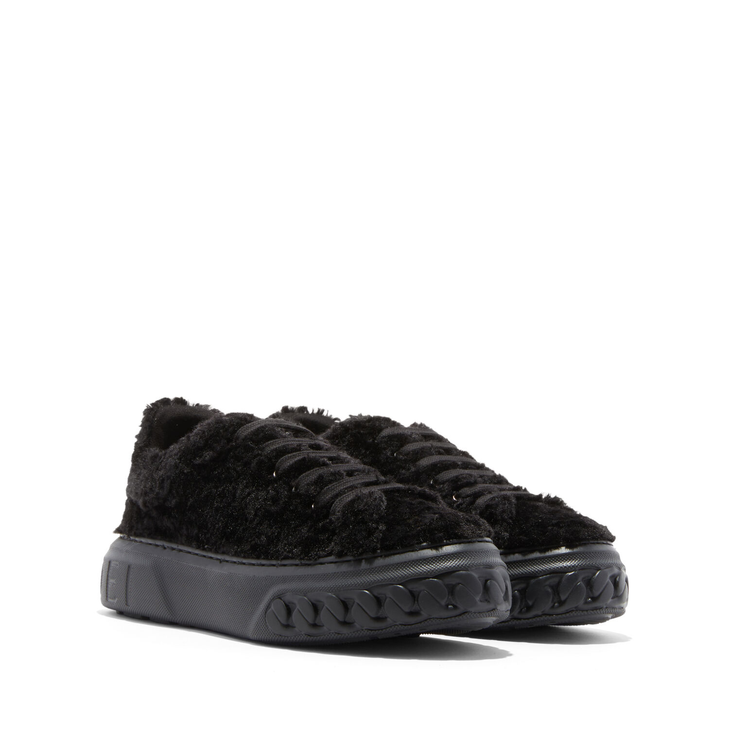 Off Road Senales Faux Fur Sneakers in Black for Women | Casadei® | Sneaker