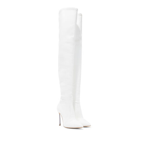 Blade Over the Knee Boots in White for Women | Casadei®