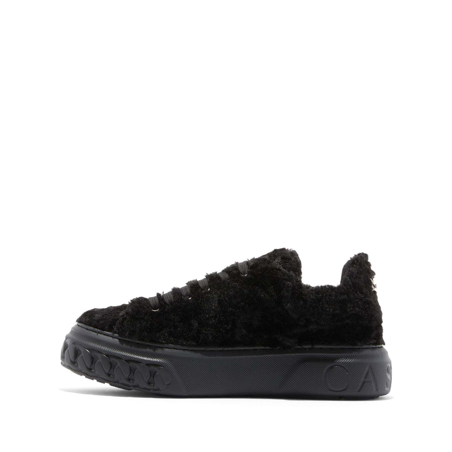 Off Road Senales Faux Fur Sneakers in Black for Women | Casadei® | Sneaker