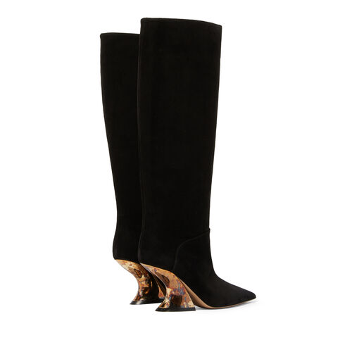 Elodie Suede High Boots in Black for Women | Casadei®