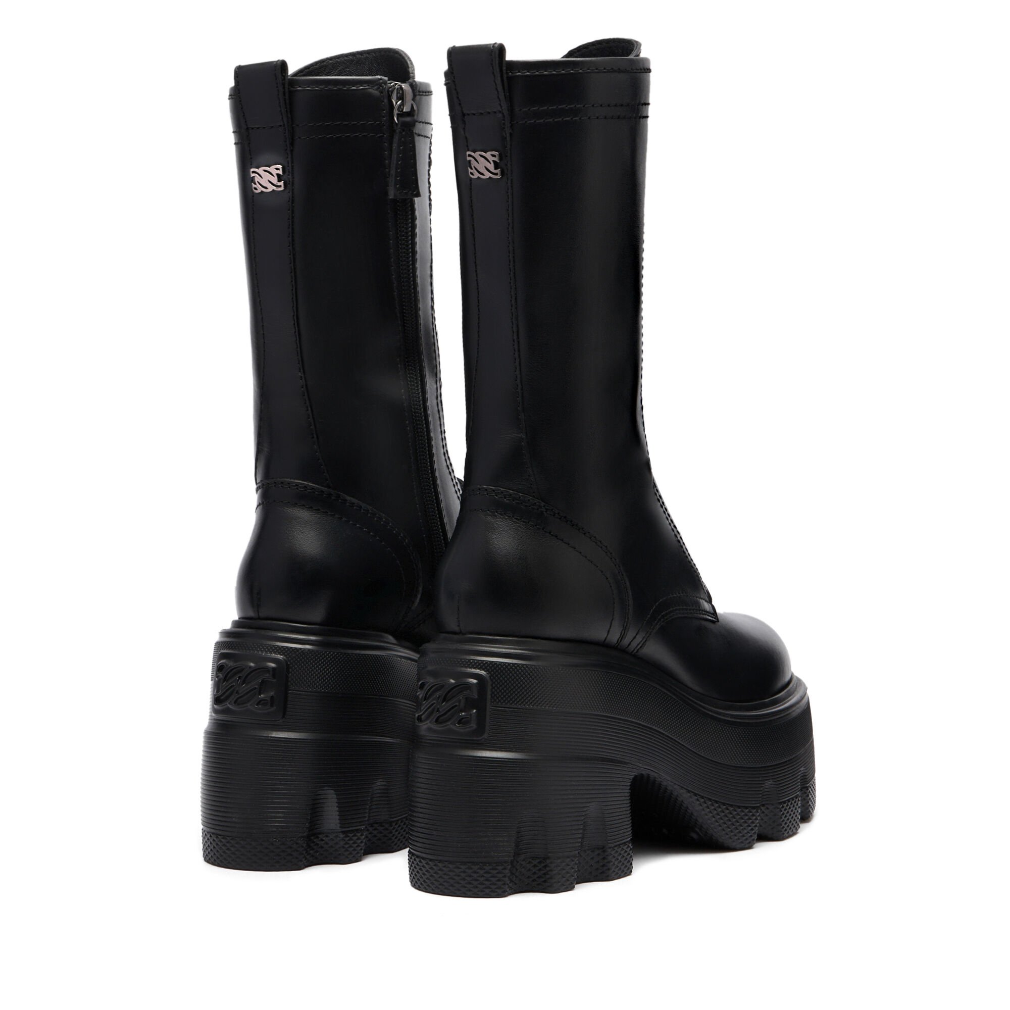 Maxxxi Leather Combat Boots XXL Sole in Black for Women | Casadei®
