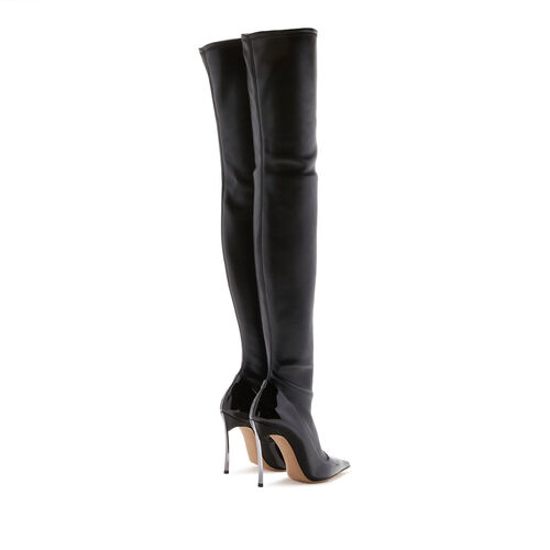 Super Blade Divina Patent Leather High Boots in Black for Women | Casadei®