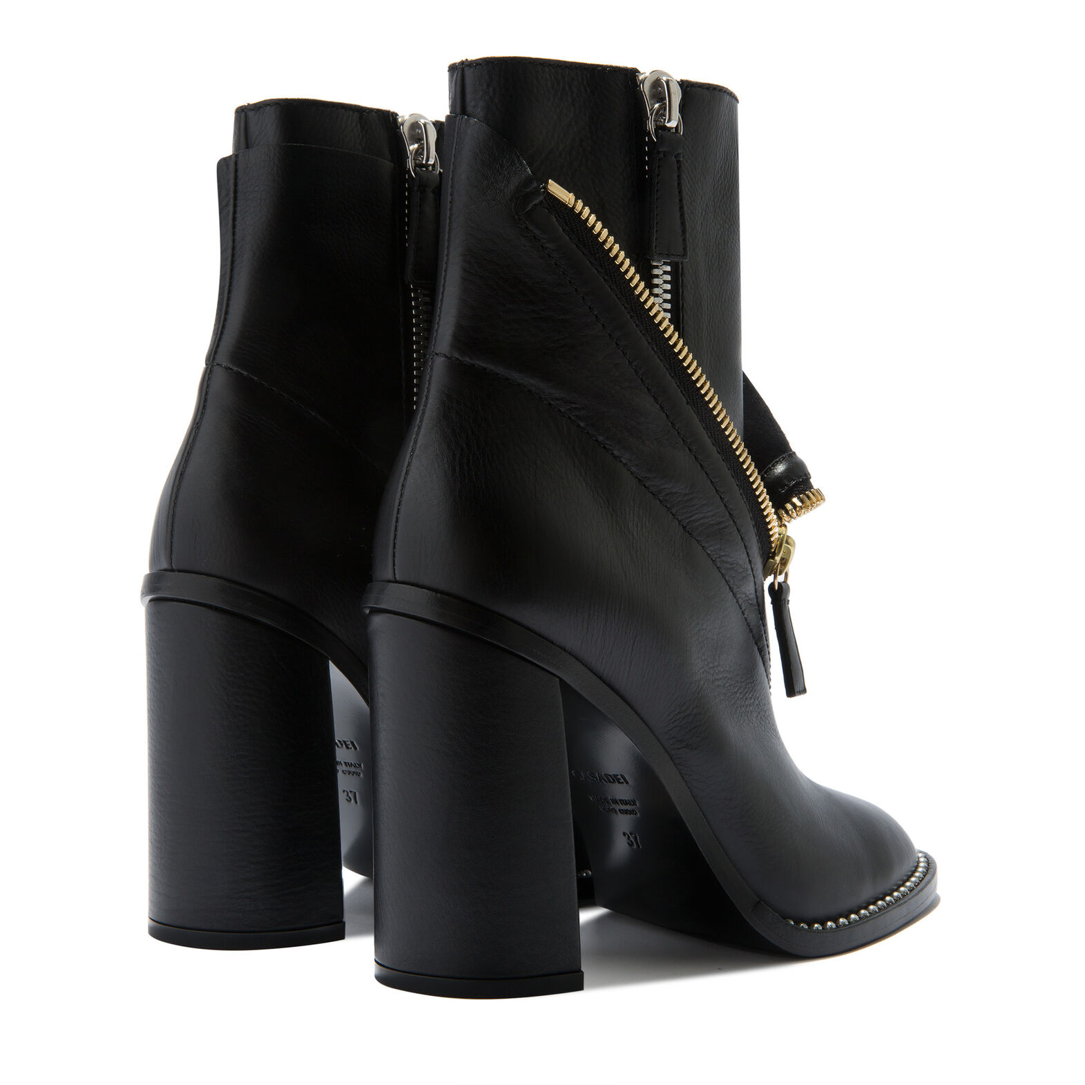CASADEI Zip-Embellished Ankle Boots, Black | ModeSens