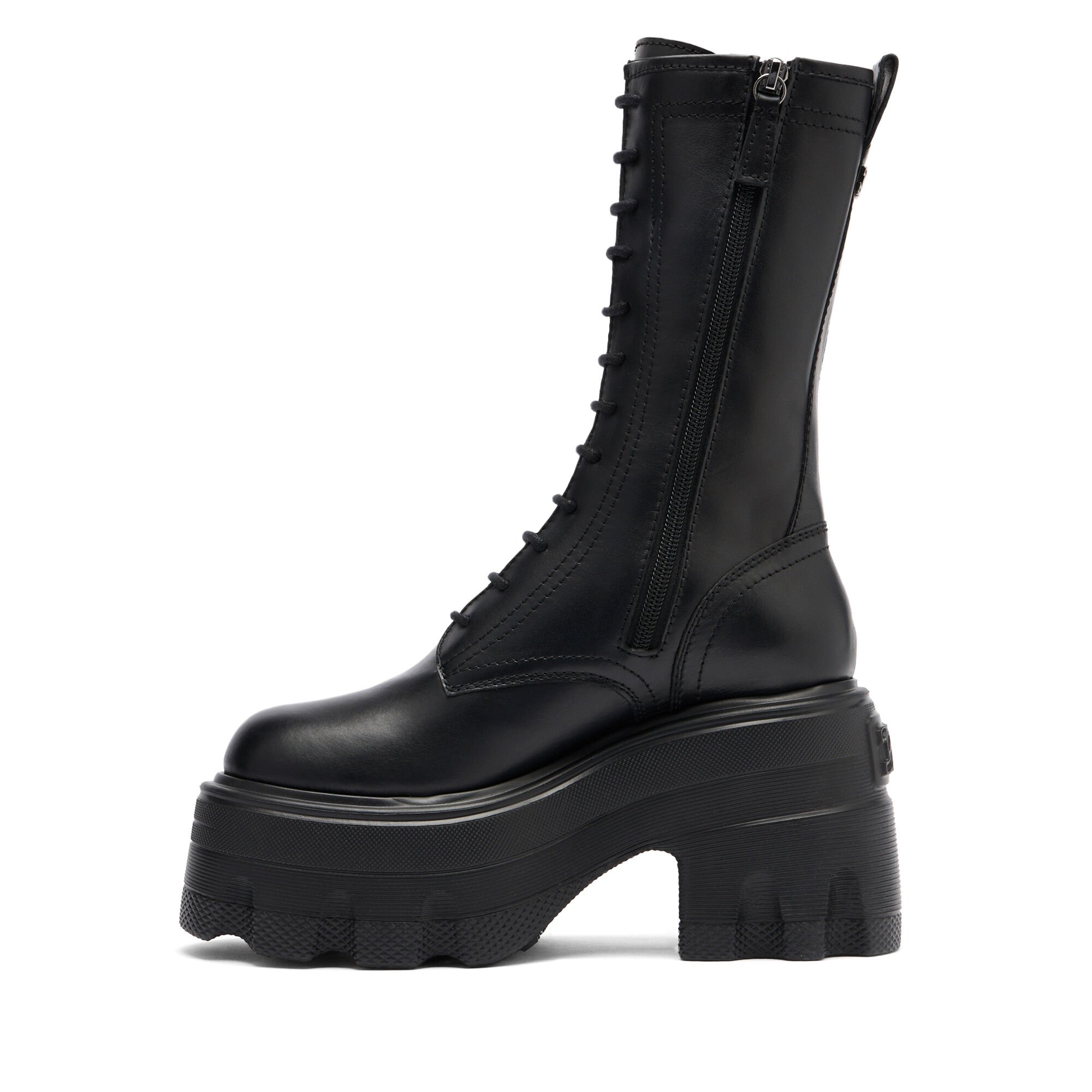 Maxxxi Leather Combat Boots XXL Sole in Black for Women | Casadei®