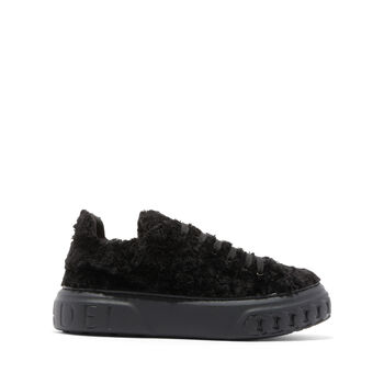 for Casadei® Senales Road Women Sneakers | Fur in Off Faux Black