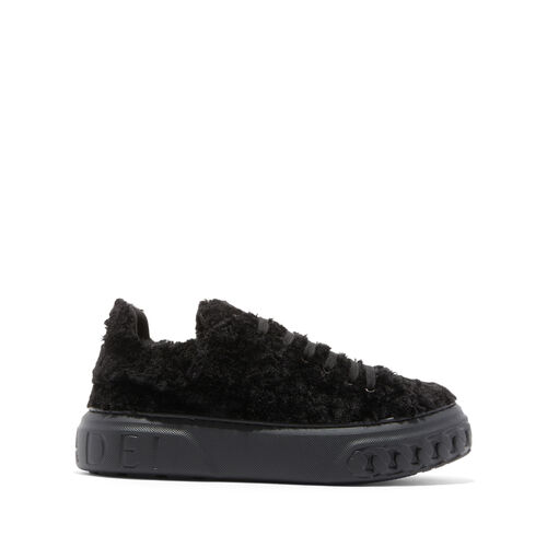 Off Road Senales Faux Fur Sneakers in Black for Women | Casadei®