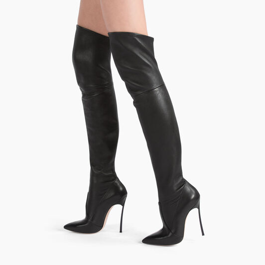 Casadei Blade Leather Over The Knee Nero 1T000D125TT0238