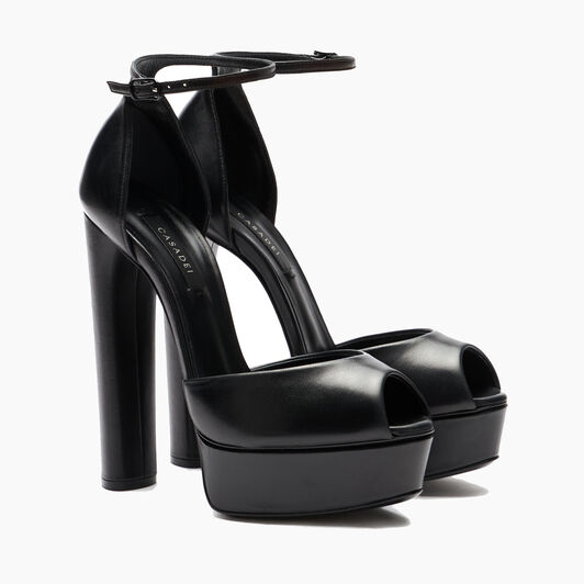 Casadei Flora Leather Platform Sandals Black 1L287Y1401MINOR
