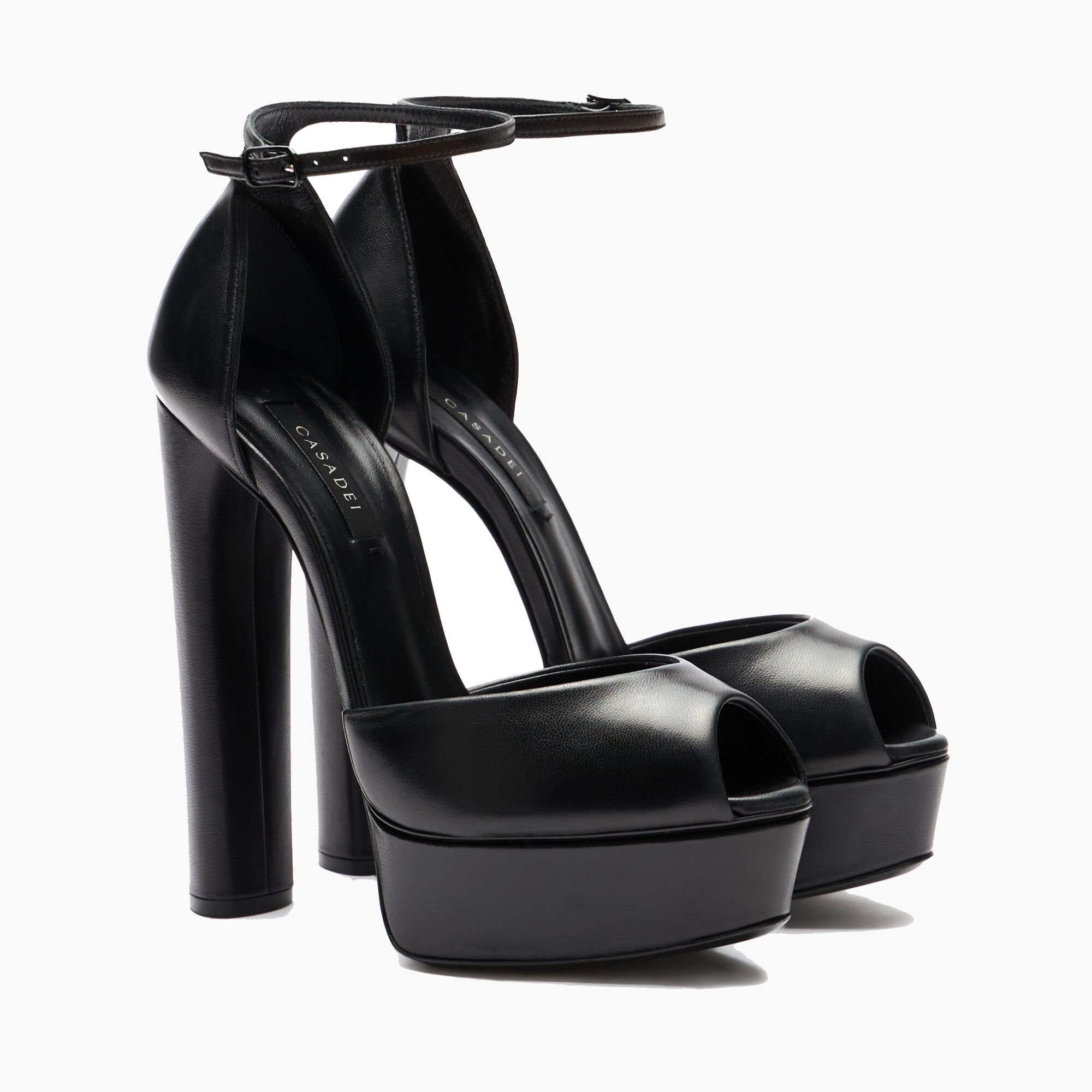 Casadei Flora Leather Platform Sandals Black 1L287Y1401MINOR