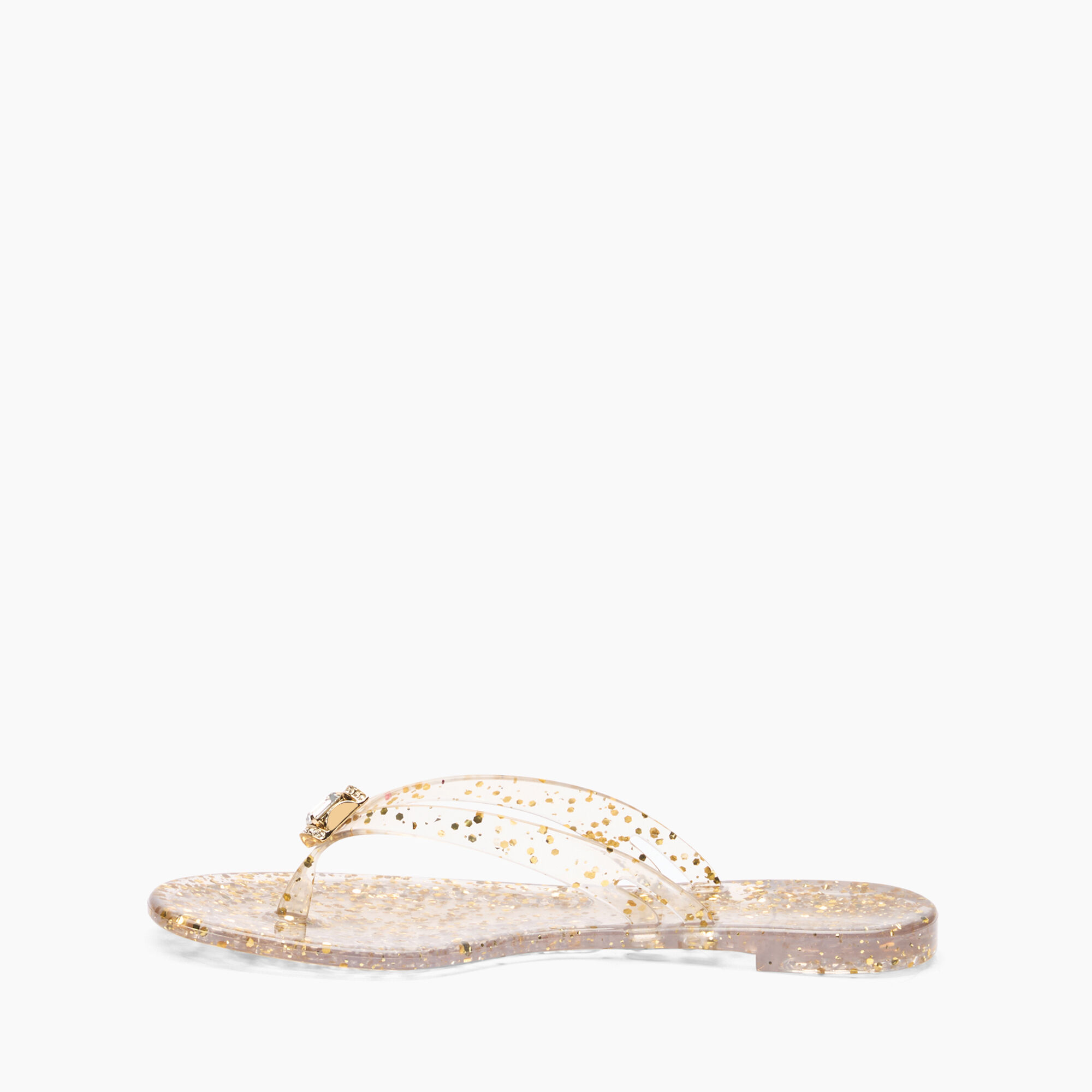 Casadei Jelly Glitter Flip Flops Ice and Gold 2Y255J0101BHGLT