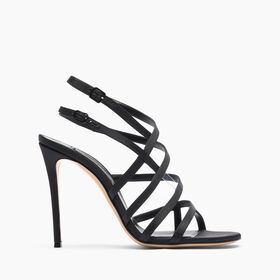 Casadei Julia Satin Cage  Sandals Black 1L305J1001T0506