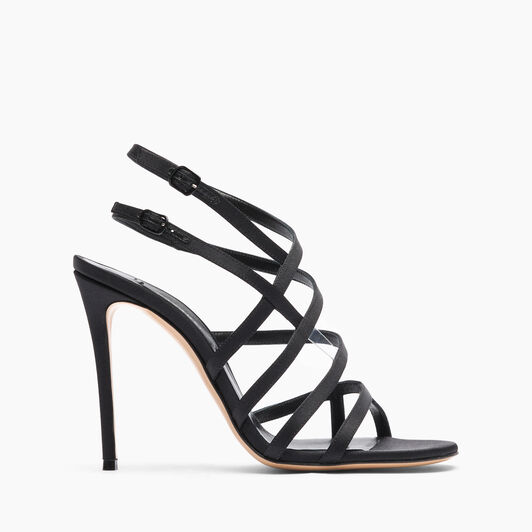 Casadei Julia Satin Cage  Sandals Black 1L305J1001T0506