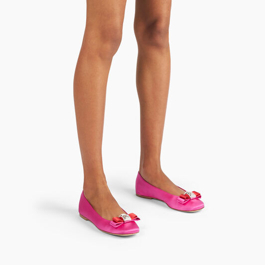 Casadei Satin Ballet Flats Fuchsia and Flame 1A284J0101C2654