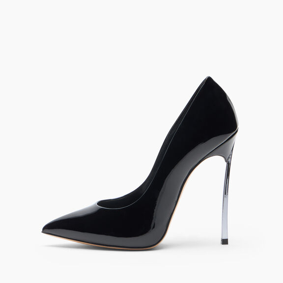 Casadei حذاء بكعب بليد من الجلد اللامع أسود 1F916W120MC1444