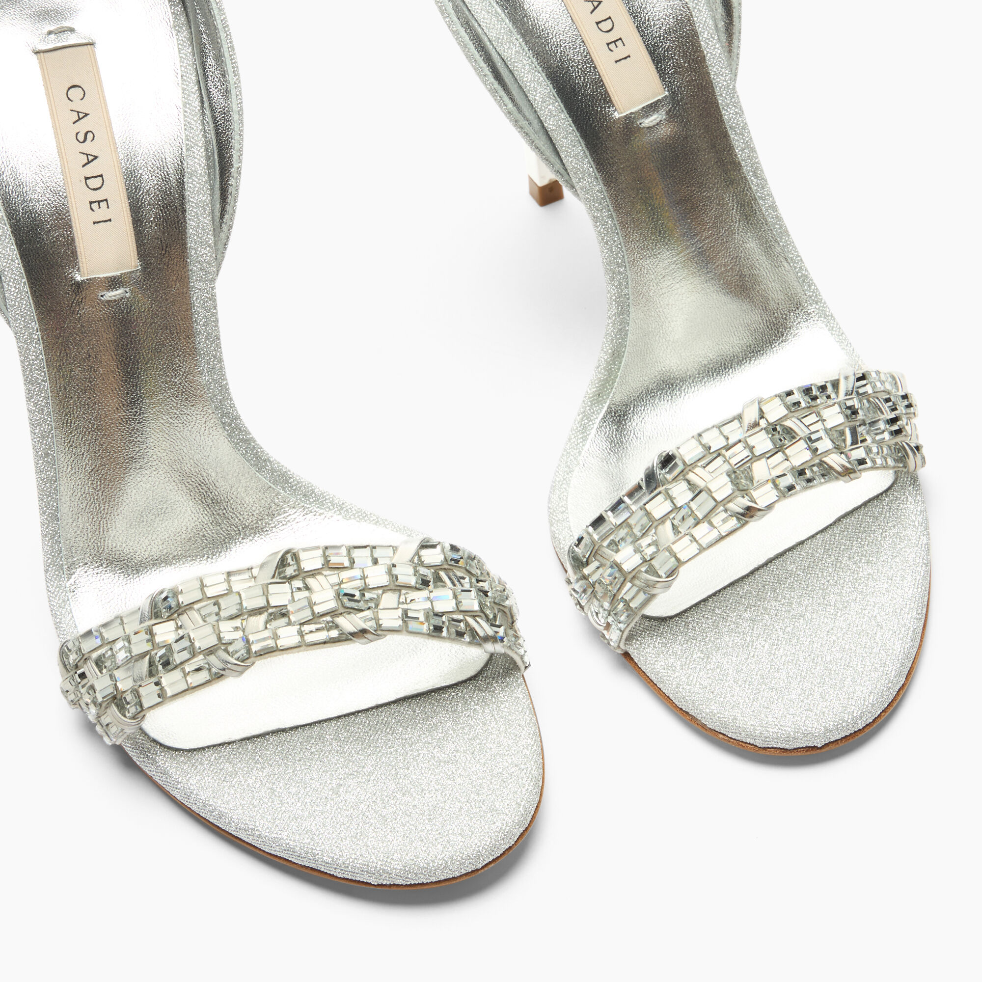 Cappa Blade Godyva Sandal in Crystal+Silver for Women | Casadei®