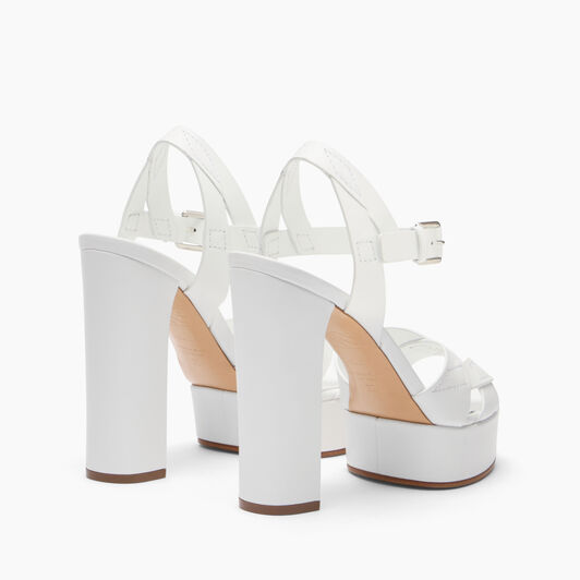 Casadei Betty Leather Platforms Sandals White 1L328J1201FLORE