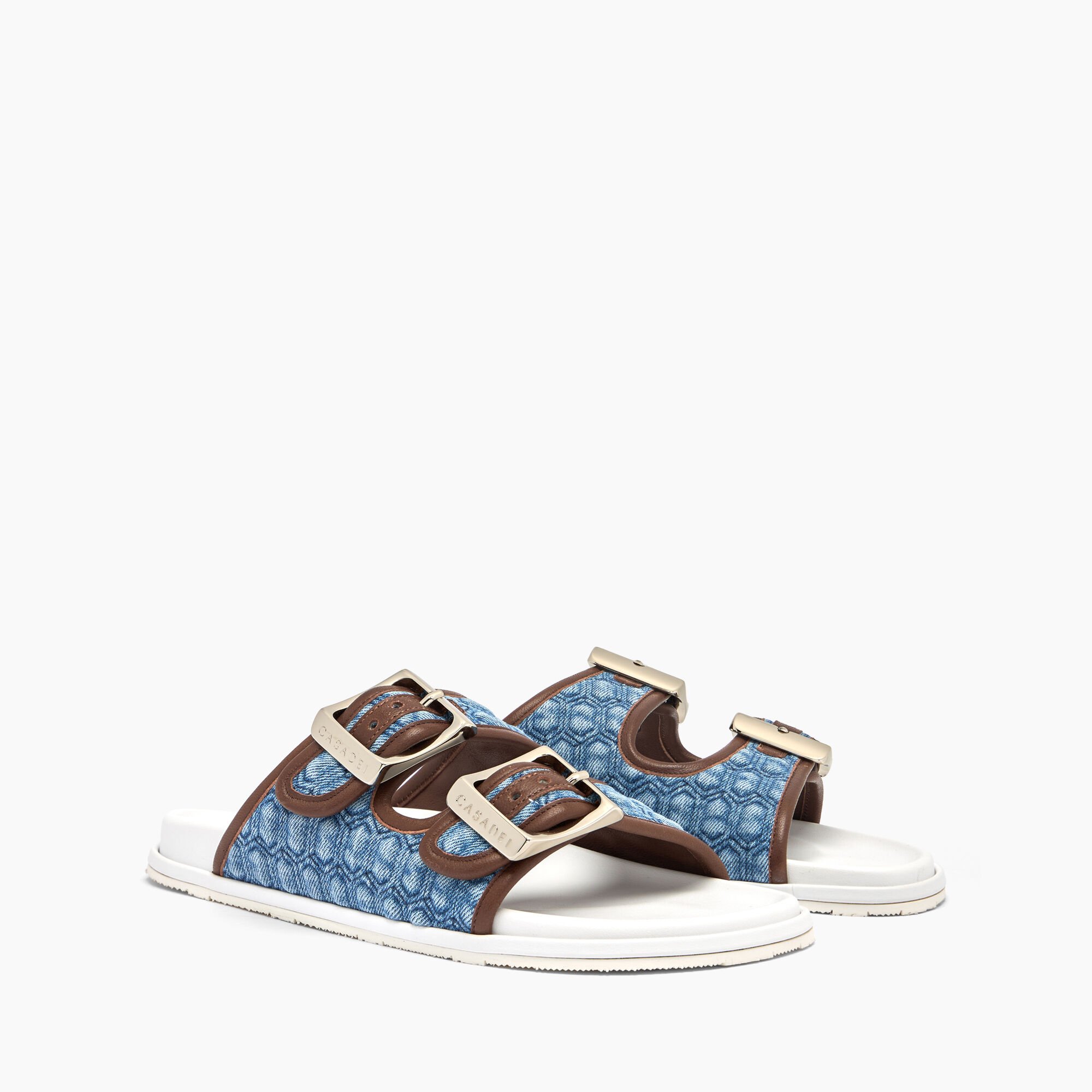 Casadei Birky Denim Flat Denim and Saddle 2M475J0201C2829