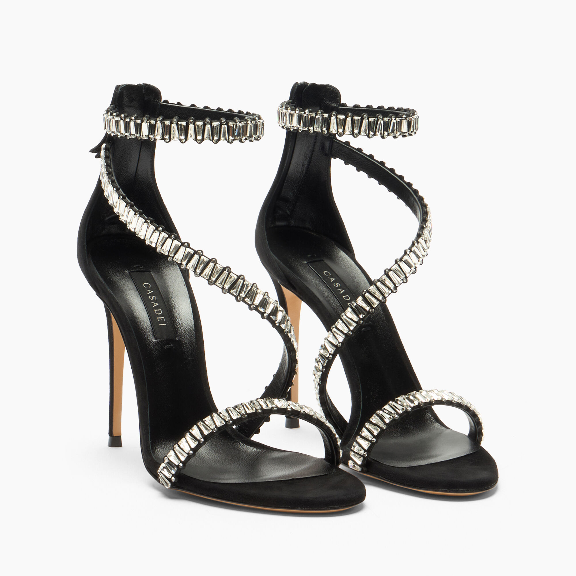 Julia Heaven Sandal in Black+Dark Silver for Women | Casadei®