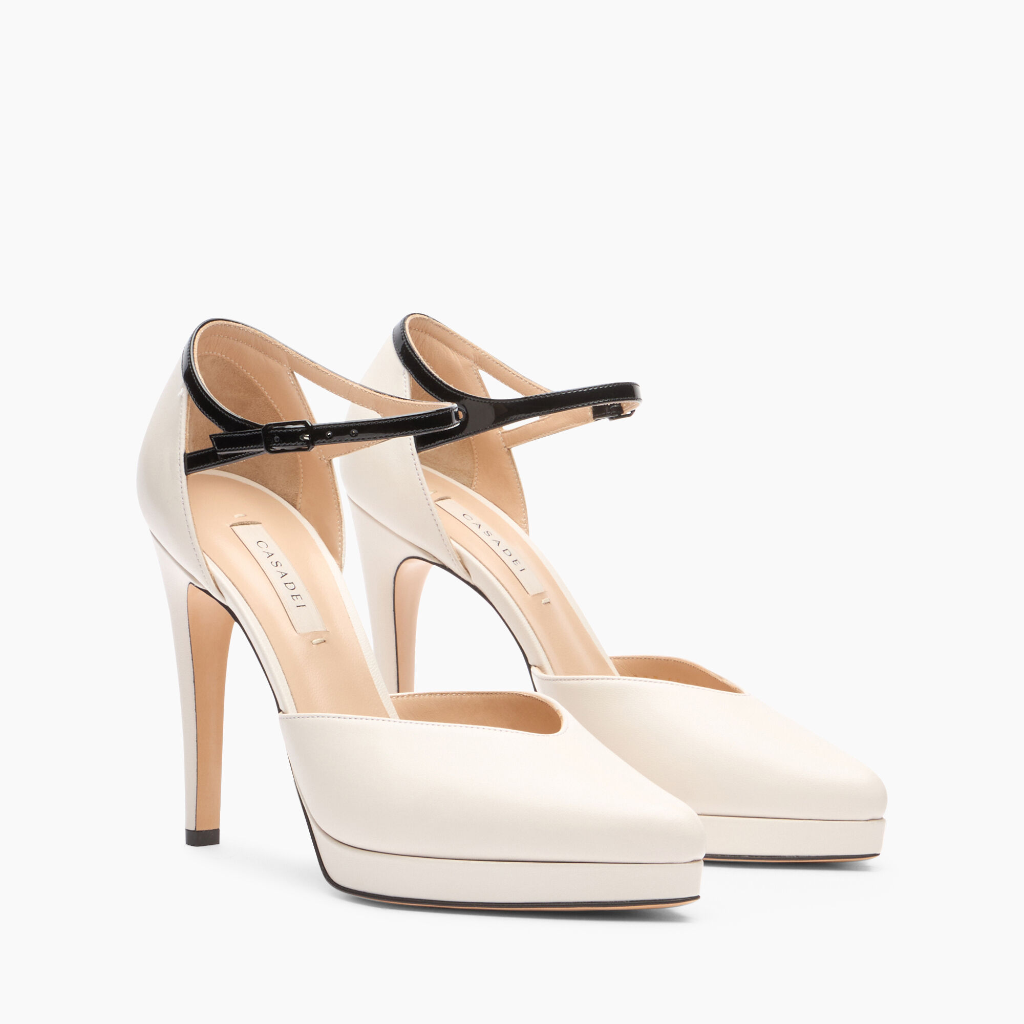 Casadei Michelle Platform Pumps Ecru and Black 1H011Y1001T0118