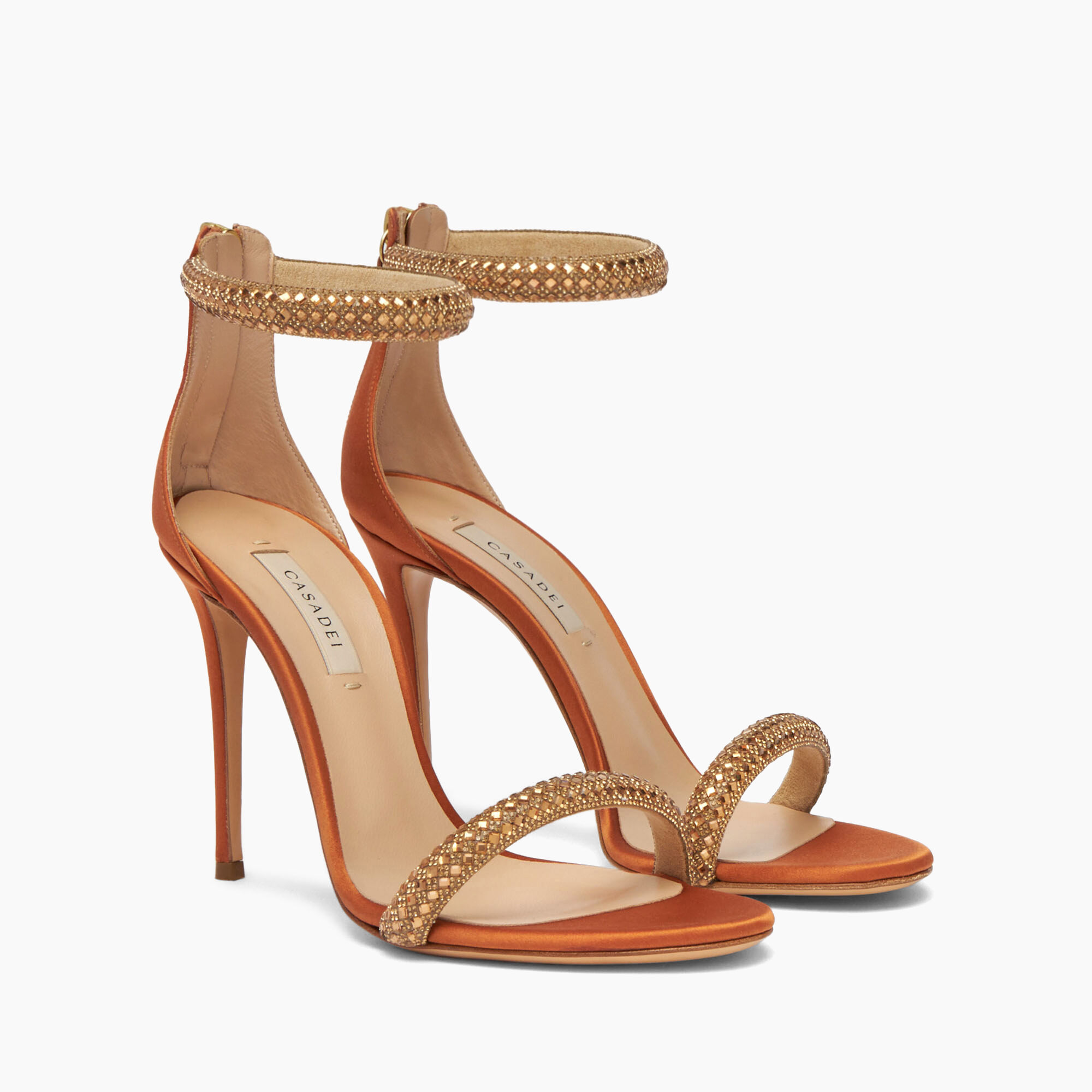 Scarlet Stratosphere Satin Sandals in Honey and Topazio for Women Casadei