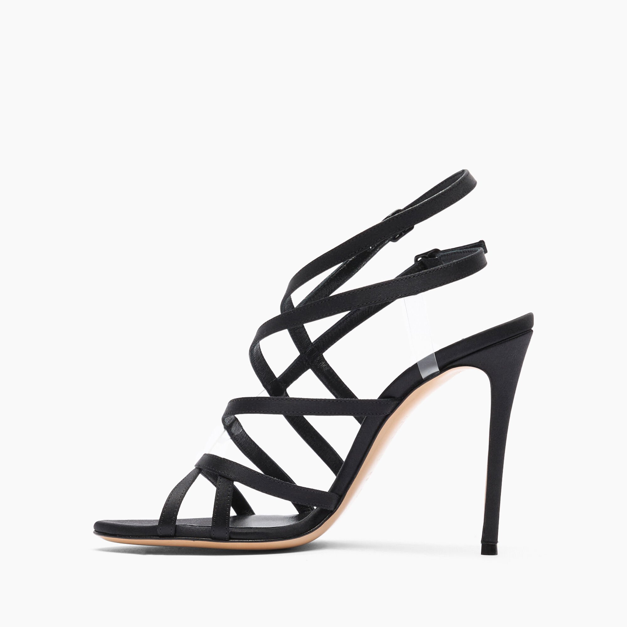 Casadei Julia Satin Cage  Sandals Black 1L305J1001T0506