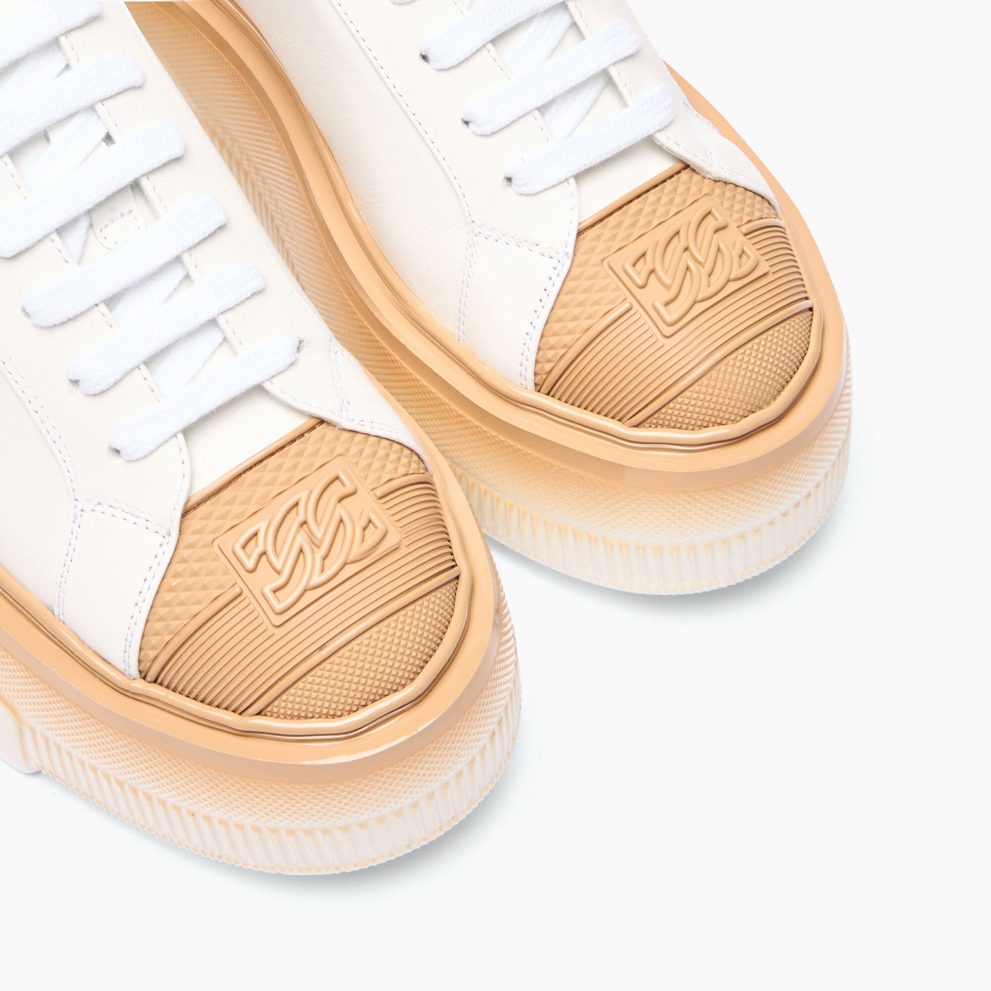 Casadei Nexus Toe Cap Sneakers White and Hazelnut 2X944V0701C1969