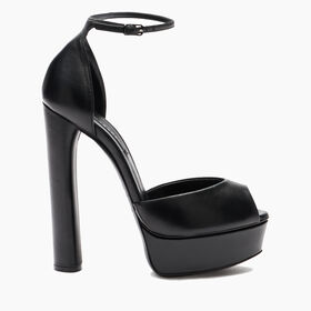 Casadei Flora Leather Platform Sandals Black 1F916W120MC1155