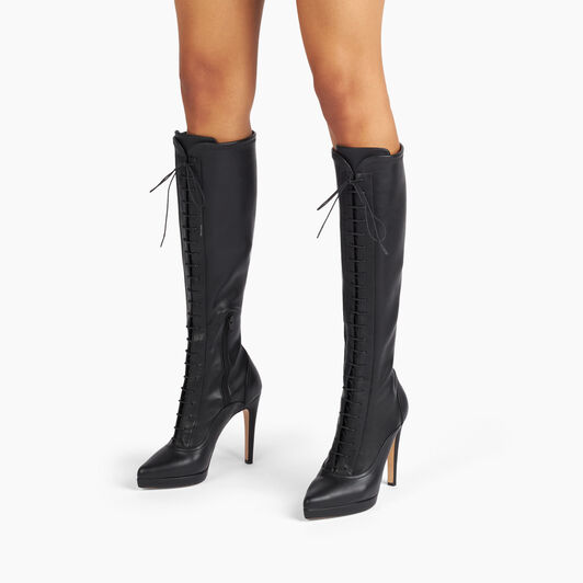 Casadei Michelle Laced Platform High Boots Black 1S345Y1001LABRE