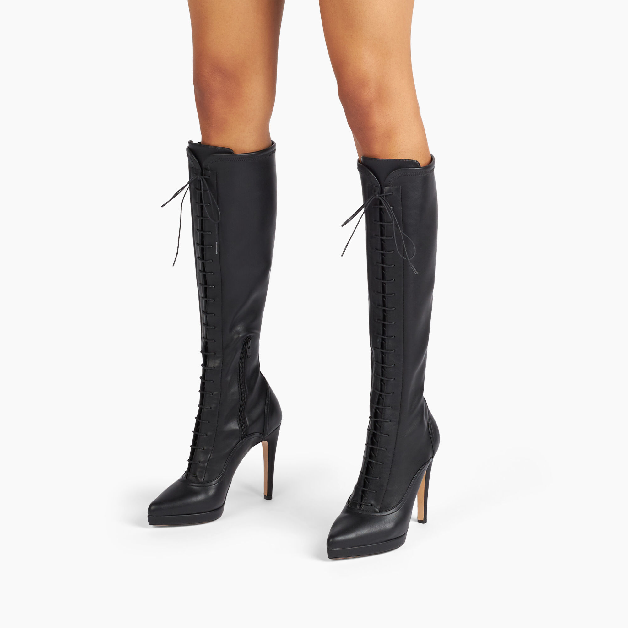 Casadei Michelle Laced Platform High Boots Black 1S345Y1001LABRE