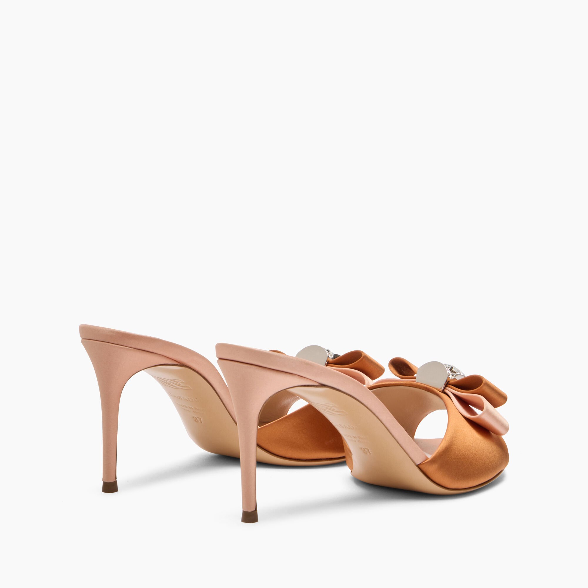 Casadei Julia You Satin Mules Topazio and Light Peach 1M420J0801C2654