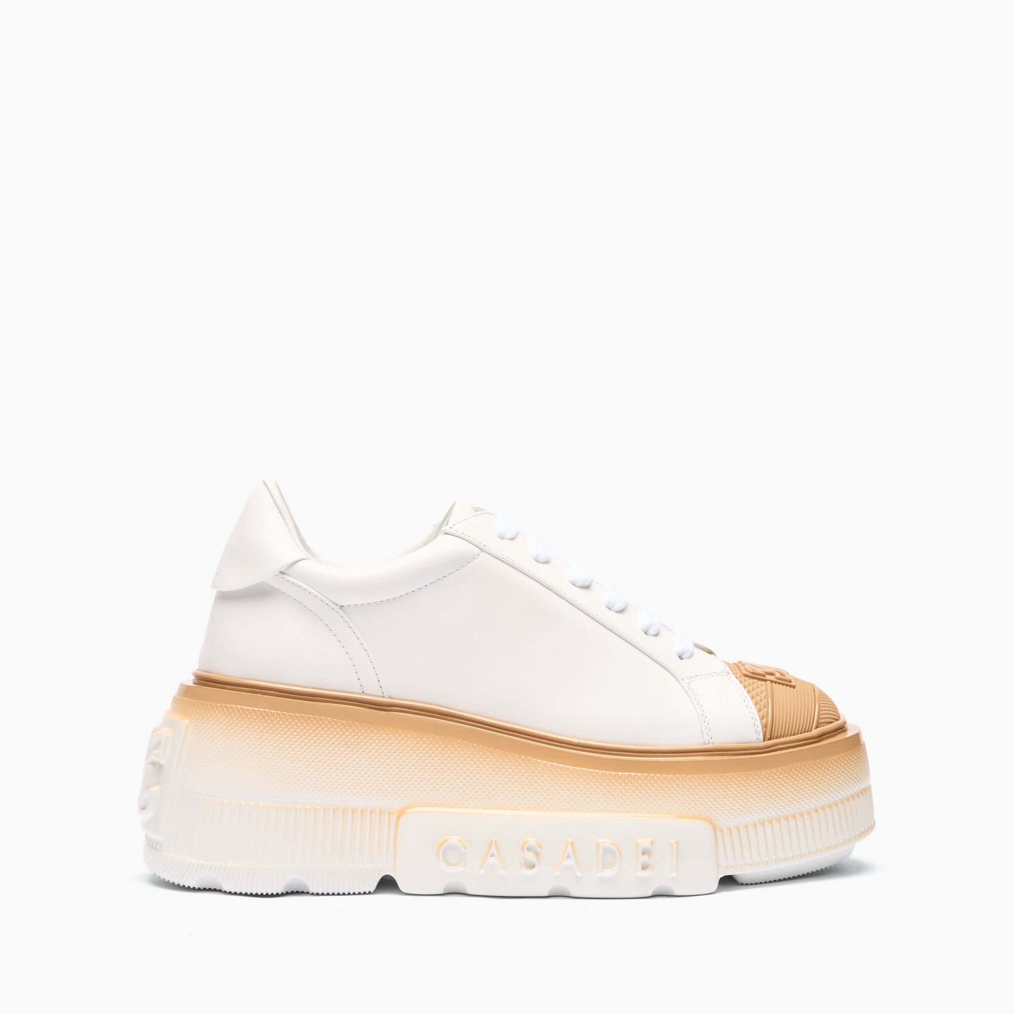 Casadei Nexus Toe Cap Sneakers White and Hazelnut 2X944V0701C1969
