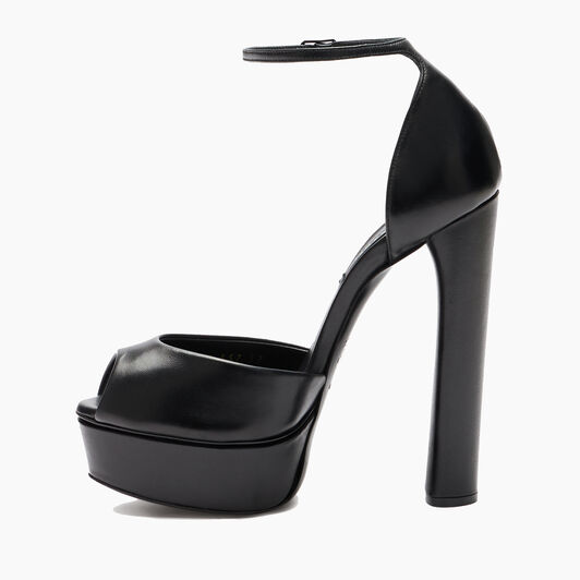 Casadei Flora Leather Platform Sandals Black 1L287Y1401MINOR