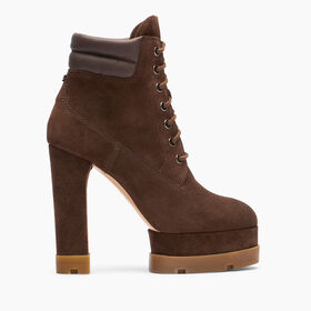 Casadei Nancy Laced Suede Ankle Boots Cocoa 1S343Y1201C2180