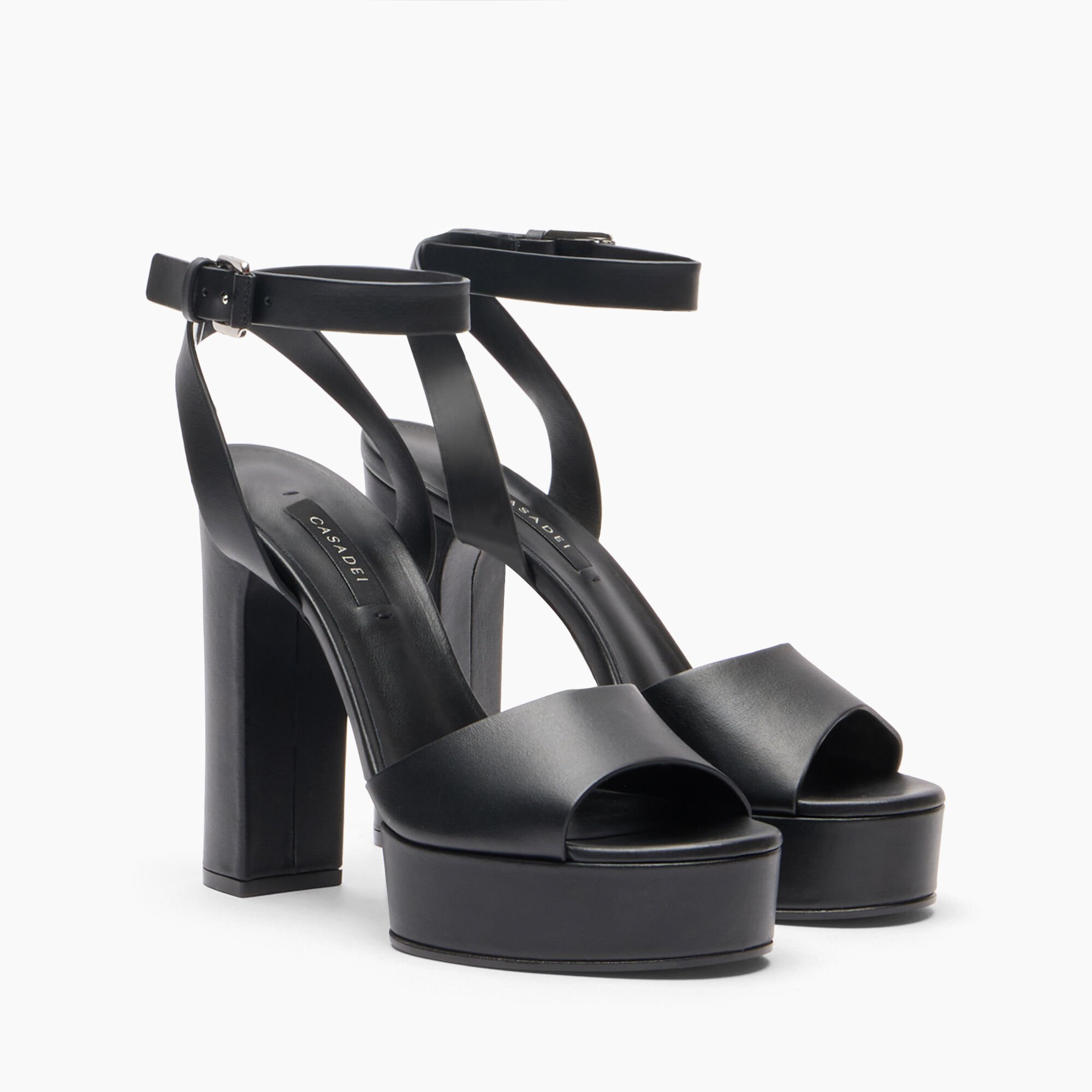 Casadei Betty Leather Platforms Sandals Black 1L313J1201FLORE
