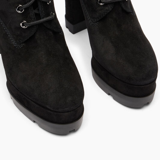 Casadei Nancy Laced Suede Ankle Boots Black 1R461Y1201C1833