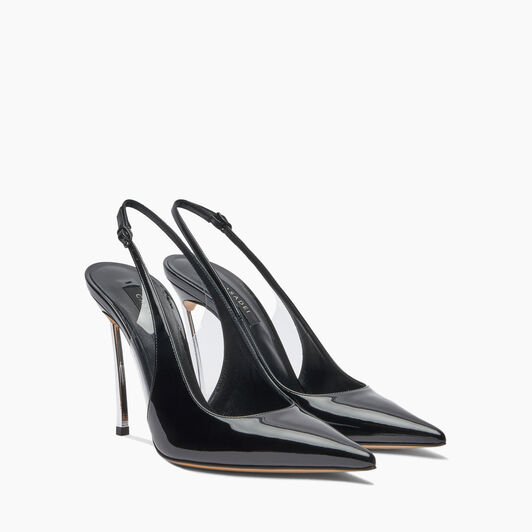 Casadei Superblade Patent Leather Slingback Black 1G590X100MC1481