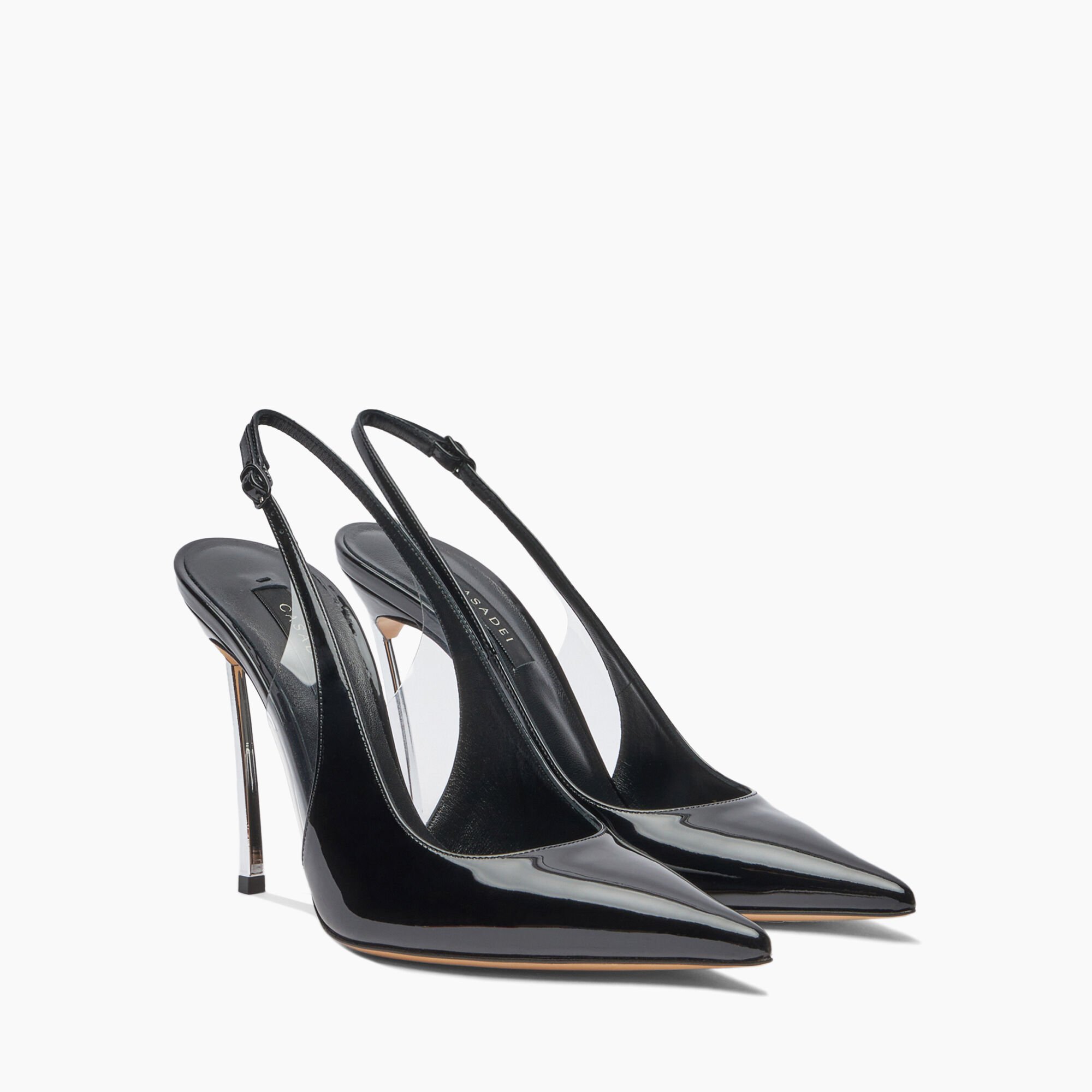Casadei Superblade Patent Leather Slingback Black 1G590X100MC1481