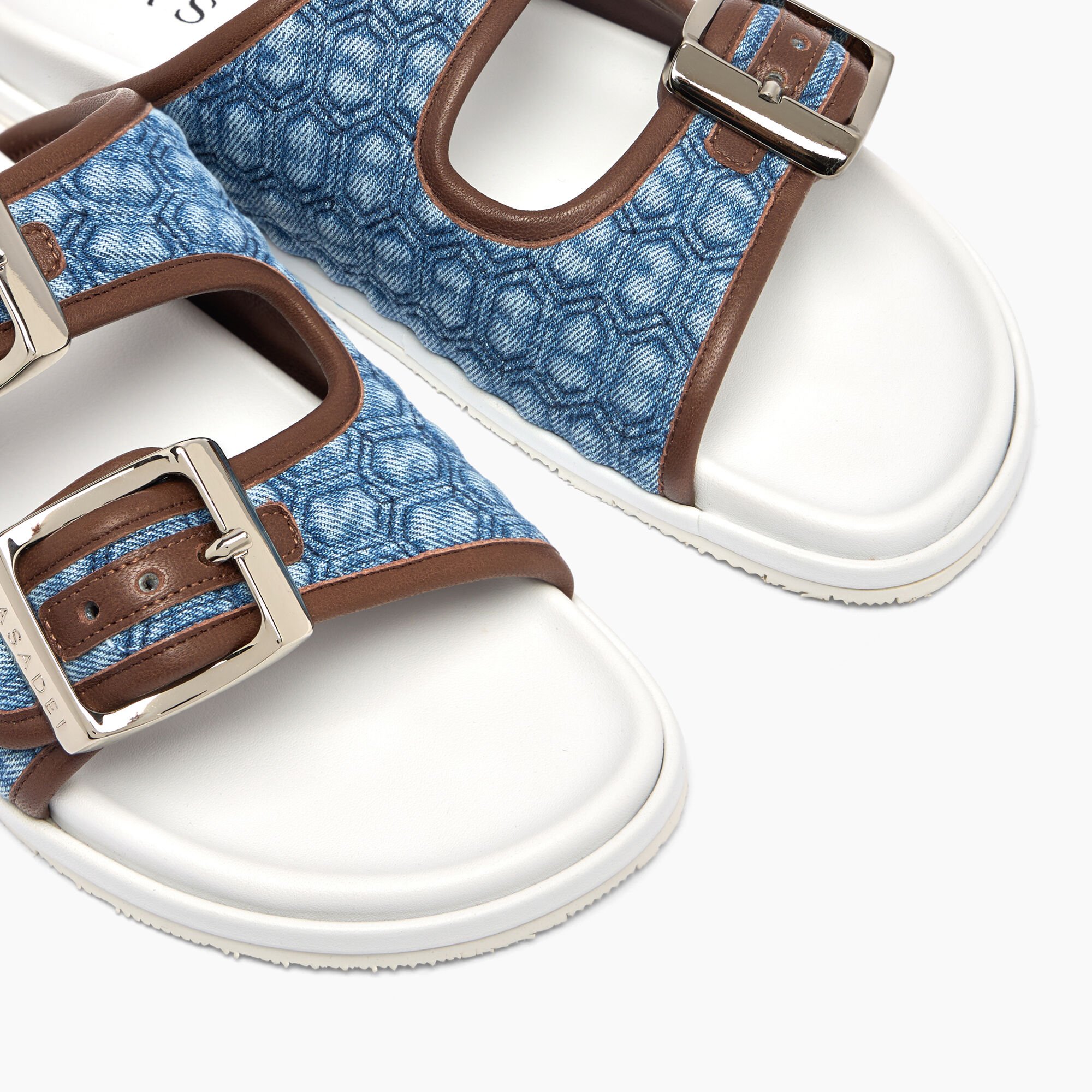 Casadei Birky Denim Flat Denim and Saddle 2M475J0201C2829