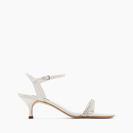 Casadei Julia kitten Stratosphere Sandals White and Crystal 1L303J0501W0001
