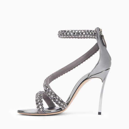 Casadei Alice Blade Maxi Sandals Black Diamond and Gun Metal 1L280Y100MC2543