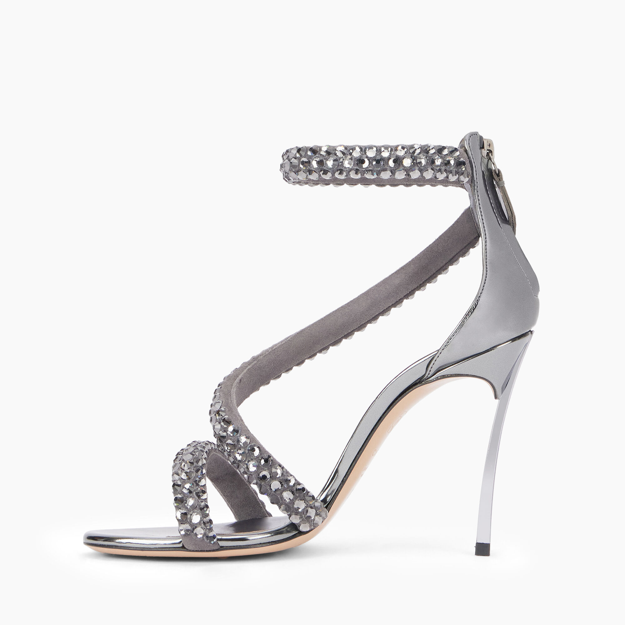 Casadei Alice Blade Maxi Sandals Black Diamond and Gun Metal 1L280Y100MC2543