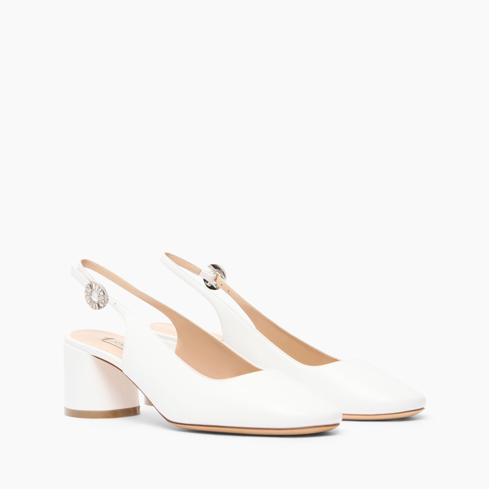 Casadei Cleo Leather Slingbacks White 1G634J0501C2649