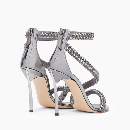 Casadei Alice Blade Maxi Sandals Black Diamond and Gun Metal 1L280Y100MC2543