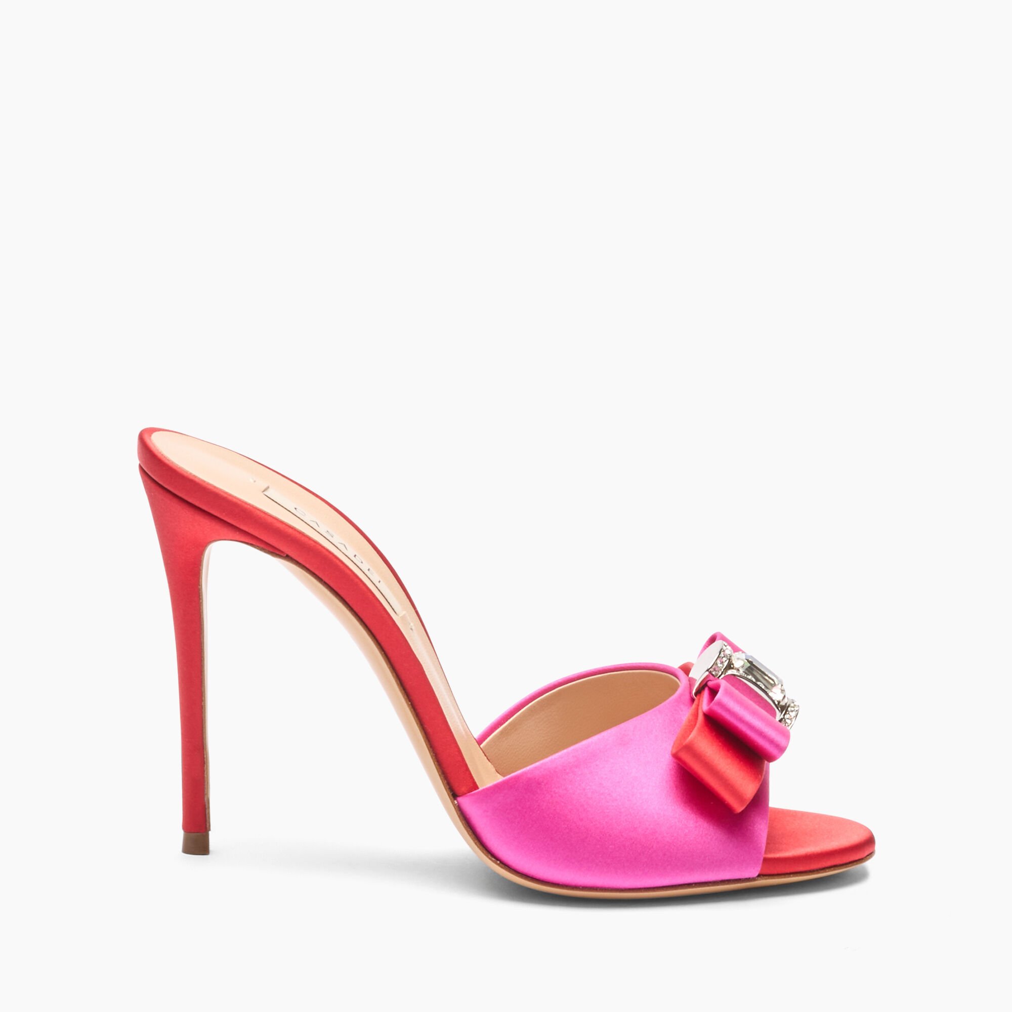 Casadei Julia You Satin Mules Fuchsia and Flame 1M420J1001C2654