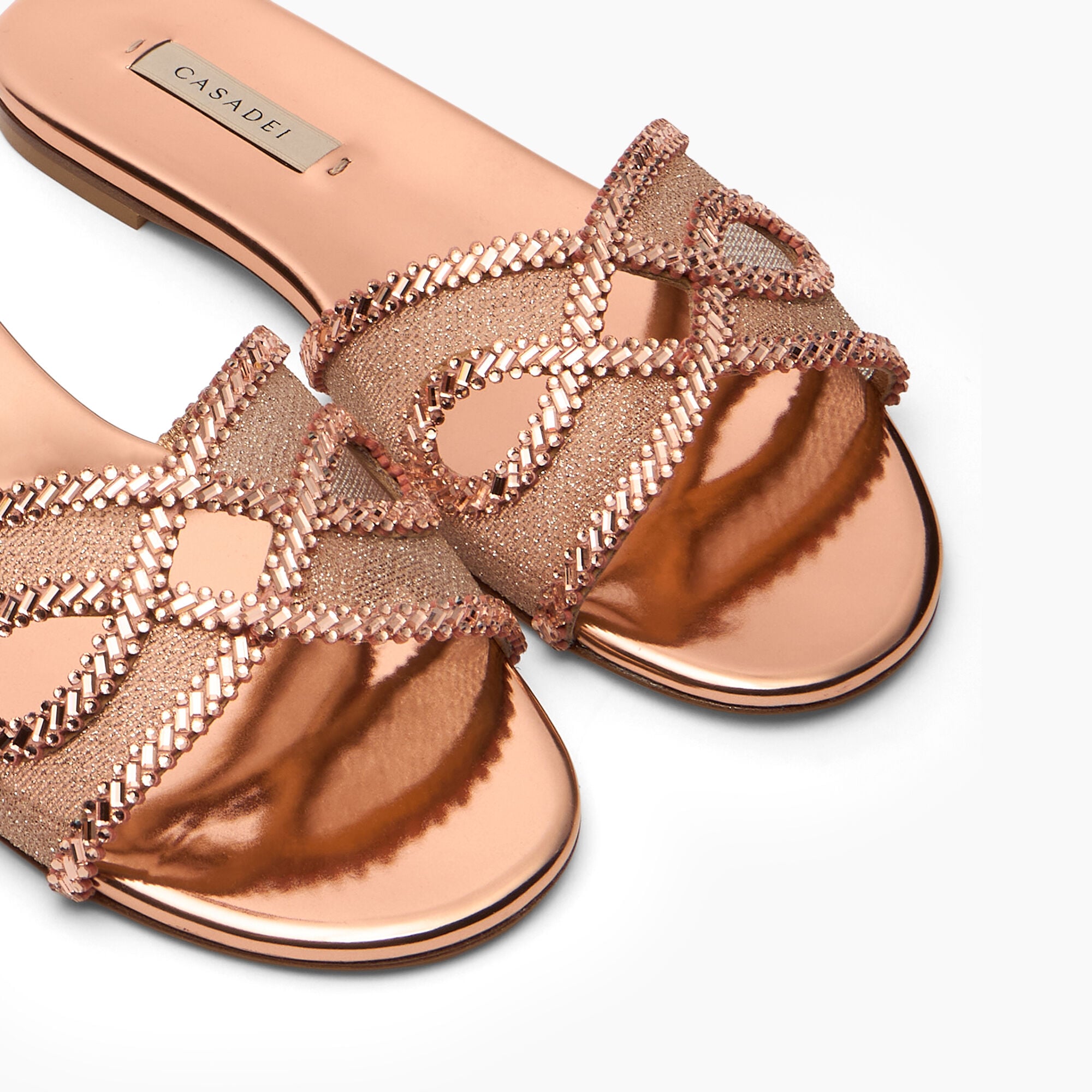 Josephine Slide Sandal in Blush, rose gold for Women | Casadei®