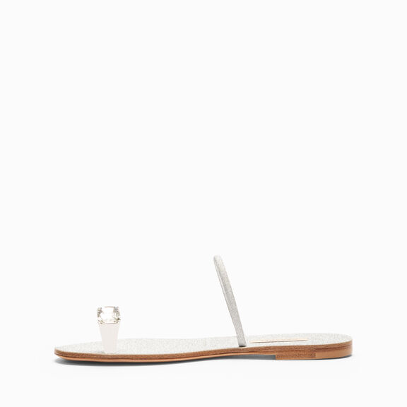 Casadei Soraya Solar Eclipse Flat Sandals  Silver 1N234J0101SOLAC
