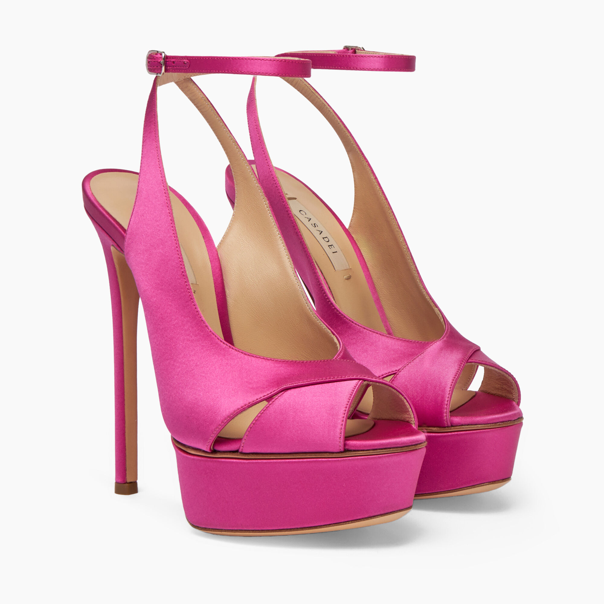 Flora Satin Platform Sandals in Fuchsia for Women Casadei