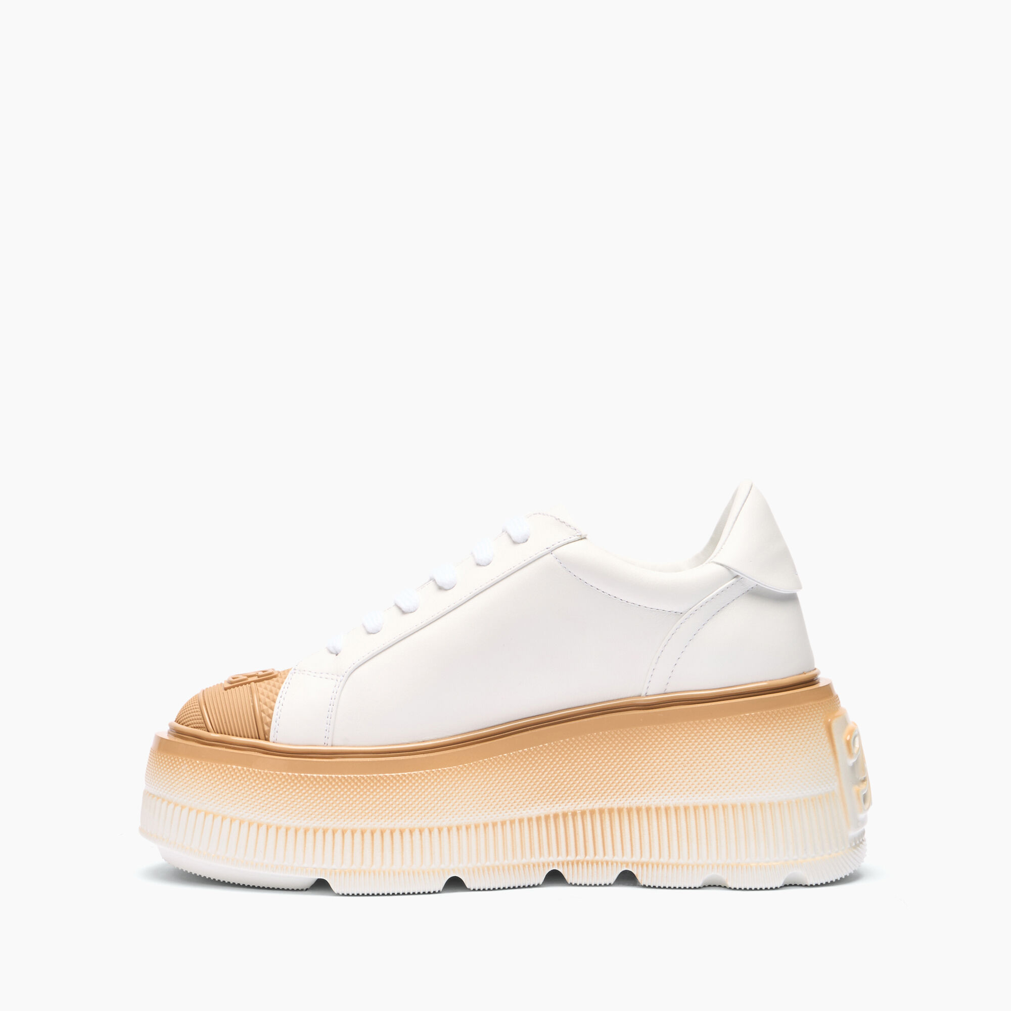 Casadei Nexus Toe Cap Sneakers White and Hazelnut 2X944V0701C1969
