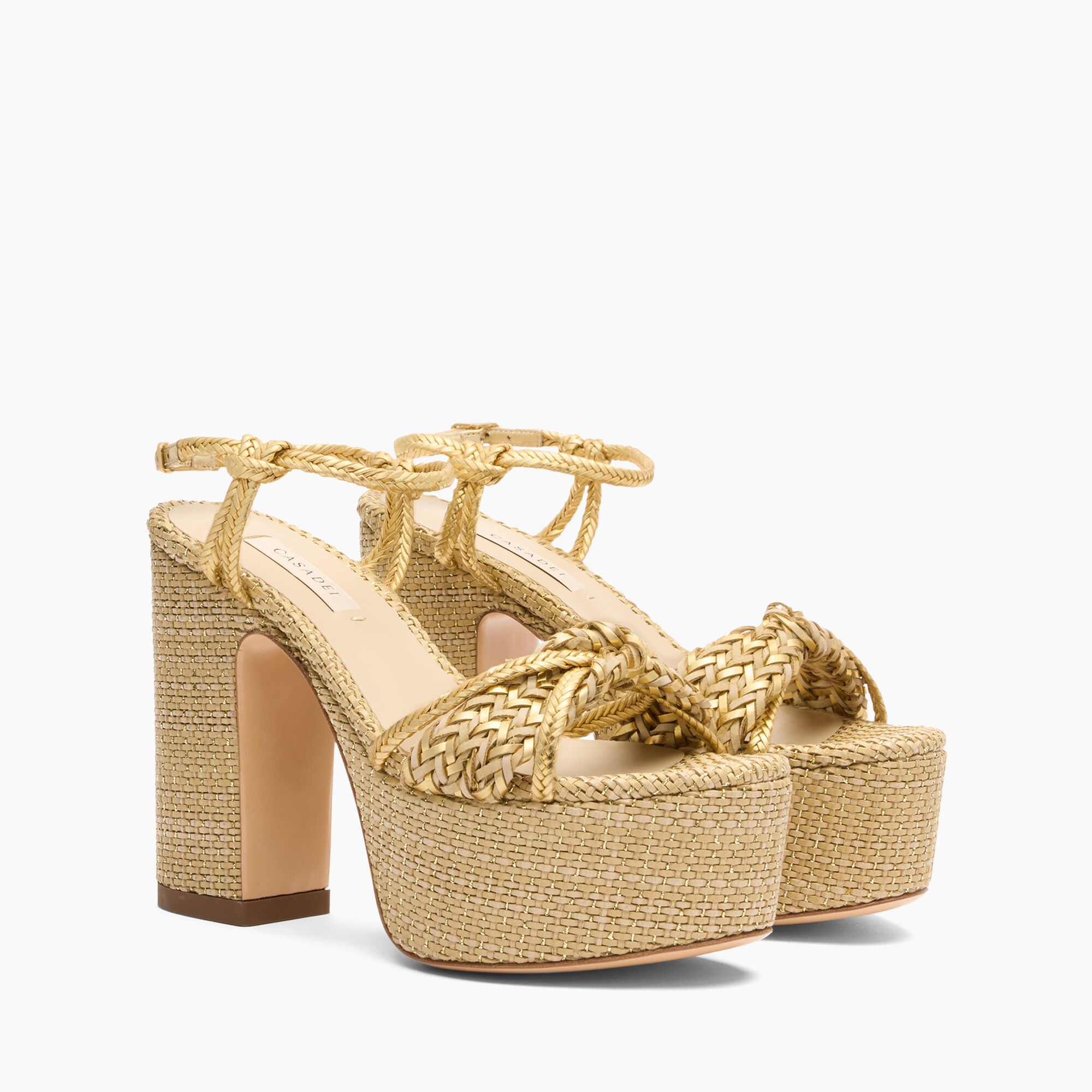 Casadei Marbella Lux  Wedge Isa Bambu and gold 1L343J1201C2730