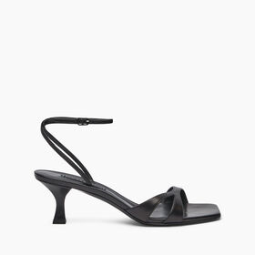Casadei Geraldine Leather Kitten Sandals Black 1L205X0501MINOR